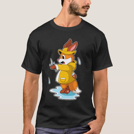 Fuchs bei Regen mit Regenfällen T-Shirt (Vorderseite)