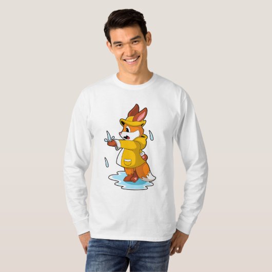 Fuchs bei Regen mit Regenfällen T-Shirt (Vorne ganz)