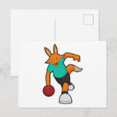 Fuchs beim Bowling mit Bowlingkugel Postkarte (Vorne/Hinten)