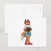 Fuchs beim Bowling mit Bowlingkugel Postkarte (Vorne/Hinten)