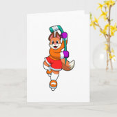 Fuchs beim Eishockey mit Eishockeyschläger Karte (Gelbe Blume)