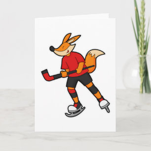 Fuchs beim Eishockey mit Eishockeyschläger Karte
