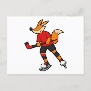 Fuchs beim Eishockey mit Eishockeyschläger Postkarte