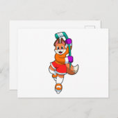 Fuchs beim Eishockey mit Eishockeyschläger Postkarte (Vorne/Hinten)