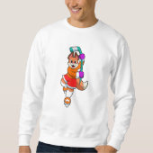 Fuchs beim Eishockey mit Eishockeyschläger Sweatshirt (Vorderseite)