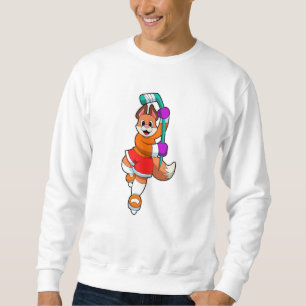 Fuchs beim Eishockey mit Eishockeyschläger Sweatshirt
