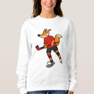 Fuchs beim Eishockey mit Eishockeyschläger Sweatshirt