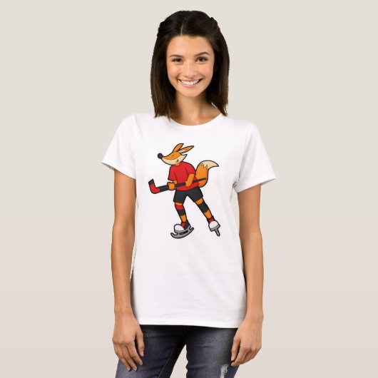 Fuchs beim Eishockey mit Eishockeyschläger T-Shirt (Vorne ganz)