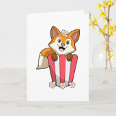 Fuchs beim Essen mit Popcorn Karte (Gelbe Blume)
