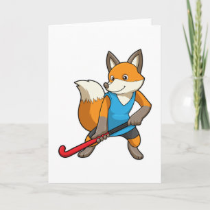Fuchs beim Hockey mit Hockeyschläger Karte