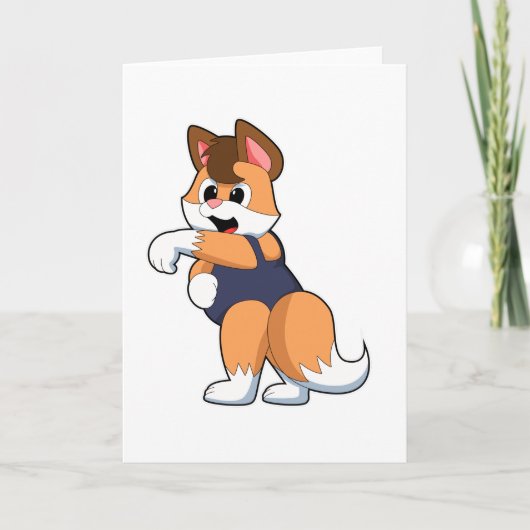 Fuchs beim Schwimmen mit Badeanzug Karte (Vorderseite)