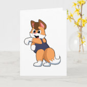 Fuchs beim Schwimmen mit Badeanzug Karte (Gelbe Blume)