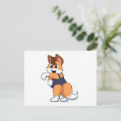 Fuchs beim Schwimmen mit Badeanzug Postkarte (Stehend Vorderseite)