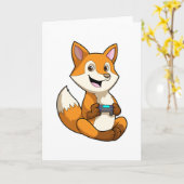 Fuchs beim Spielen mit Controller Karte (Gelbe Blume)