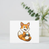 Fuchs beim Spielen mit Controller Postkarte (Stehend Vorderseite)