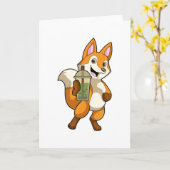 Fuchs beim Trinken von Bubble Tea Karte (Gelbe Blume)