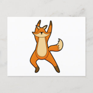 Fuchs beim Yoga Dehnübung Postkarte