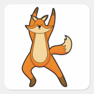 Fuchs beim Yoga-Dehnübungen Quadratischer Aufkleber