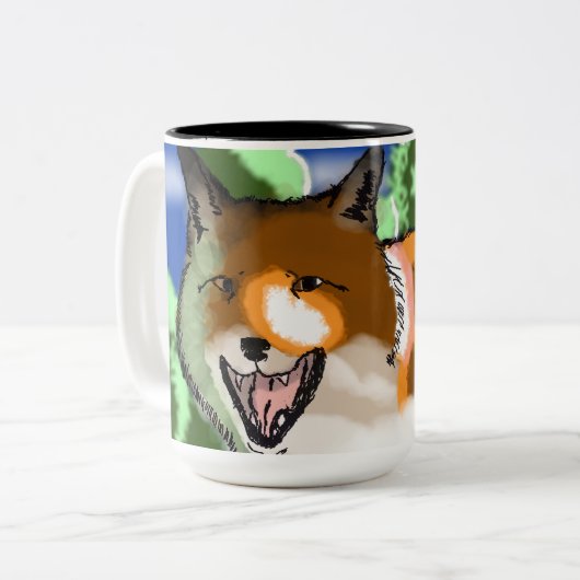 Fuchs Bild wieder Zweifarbige Tasse (Vorderseite Links)