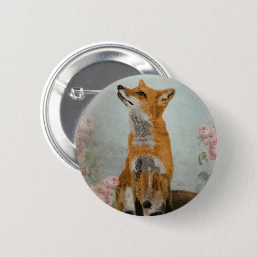 Fuchs, Blume, Button (Vorne & Hinten)