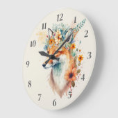 Fuchs-Blumen-Krone-Wasserfarbe          Große Wanduhr (Winkel)