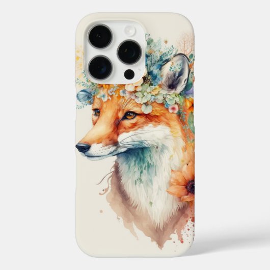 Fuchs-Blumenkrone Aquarell Case-Mate iPhone Hülle (Rückseite)