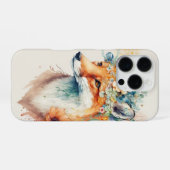 Fuchs-Blumenkrone Aquarell iPhone Hülle (Rückseite (Horizontal))