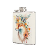 Fuchs-Blumenkrone Wasserfarbe Flachmann (Links)