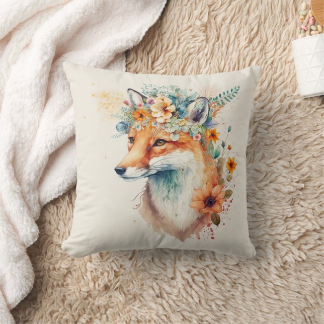 Fuchs-Blumenkrone Wasserfarbe                      Kissen (Decke)