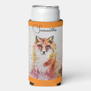 Fuchs Cute Rote Wasserfarbenmalerei Kunst Kühler Selters Dosenkühler