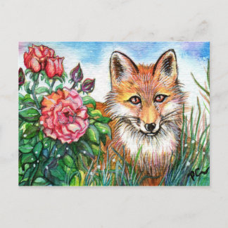 Fuchs der Rose Bush Postkarte