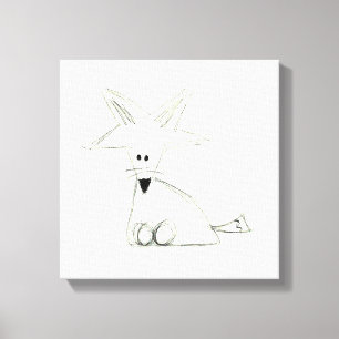 Fuchs doodle Schwarz-weiße graue, einfache Kinder Leinwanddruck