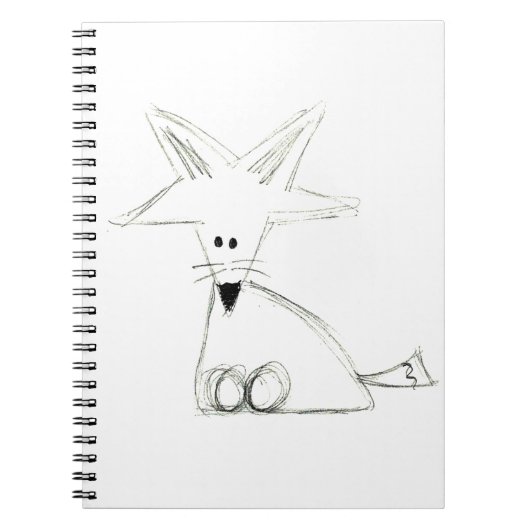 Fuchs doodle Schwarz-weiße graue, einfache Kinder Notizblock (Vorderseite)