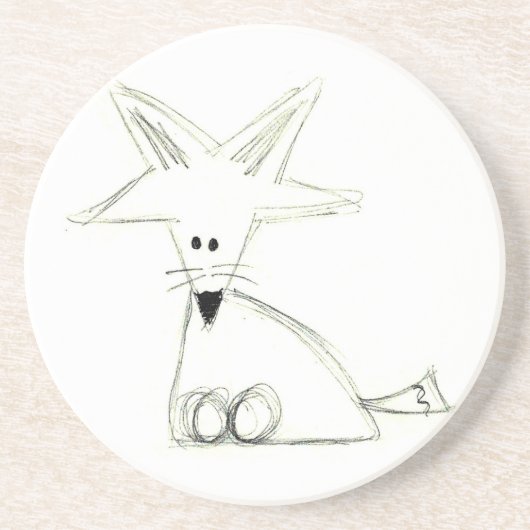 Fuchs doodle Schwarz-weiße graue, einfache Kinder Untersetzer (Vorne)