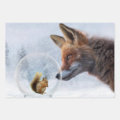 Fuchs Eichhörnchen Winter Schneekugel Geschenkpapier Set (Vorderseite 2)