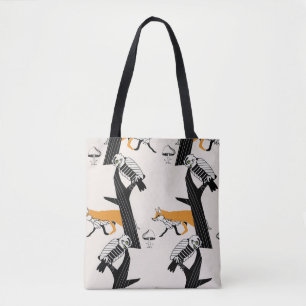 Fuchs, Eule, Baum, nahtloses Vintage-Muster. Tasche