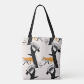 Fuchs, Eule, Baum, nahtloses Vintage-Muster. Tasche (Rückseite)