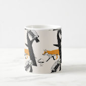 Fuchs, Eule, Baum, Vintag nahtlos. Kaffeetasse (Mittel)