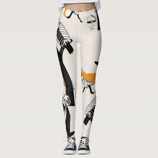 Fuchs, Eule, Baum, Vintag nahtlos. Leggings (Vorderseite)