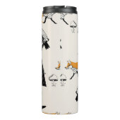 Fuchs, Eule, Baum, Vintag nahtlos. Thermosbecher (Rückseite)