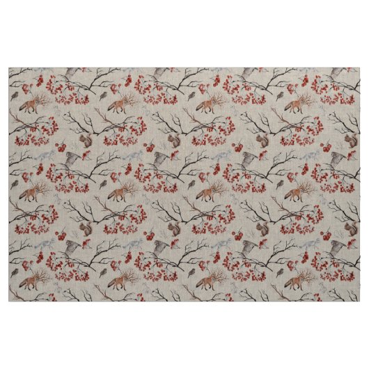 Fuchs - Eule - Eichhörnchen - Baumzweige Stoff (Yard (91,4 cm))