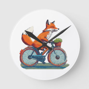 Fuchs Fahrrad Runde Wanduhr