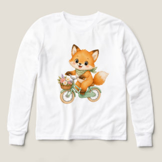 Fuchs fährt auf grünem Fahrrad Jungen T-Shirt