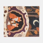 Fuchs-Familie Herbstwaldhöhle Fleecedecke (Vorderseite (Horizontal))