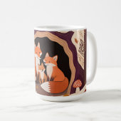 Fuchs-Familie Herbstwaldhöhle Kaffeetasse (VorderseiteRechts)