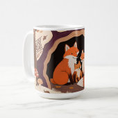Fuchs-Familie Herbstwaldhöhle Kaffeetasse (Vorderseite Links)