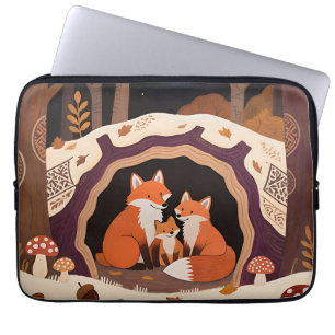 Fuchs-Familie Herbstwaldhöhle Laptopschutzhülle