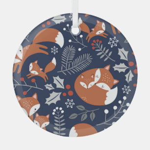 Fuchs-Familie: nahtloses Vintage-Muster. Ornament Aus Glas