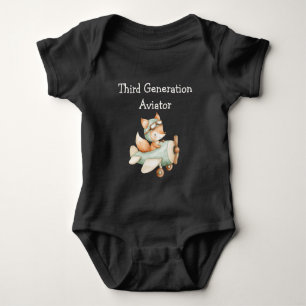 Fuchs fliegt Flugzeug Personalisierter Baby Junge  Strampler