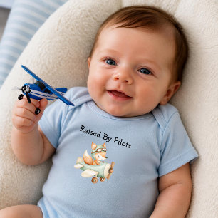 Fuchs Fliegt Flugzeug Personalisierter Baby Junge Strampler
